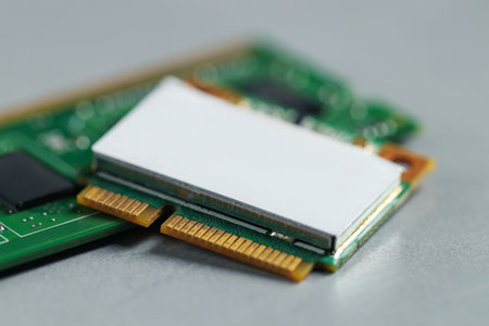 RAM chip on gray table, closeupの写真素材