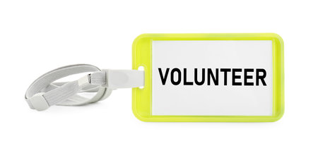 Badge with word Volunteer isolated on white