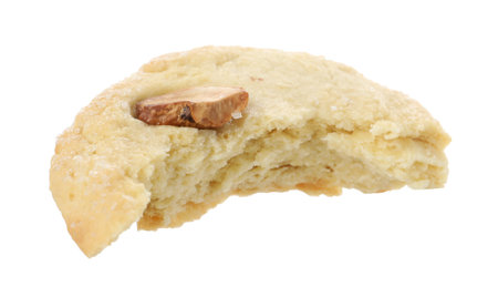 Piece of cashew cookie isolated on whiteの写真素材