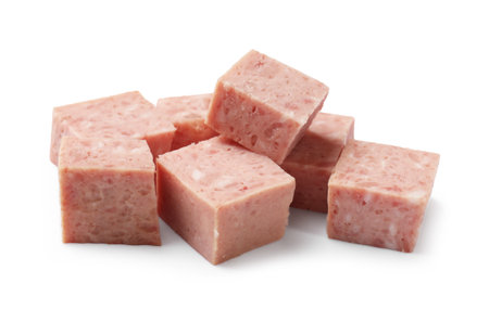 Pieces of meat isolated on white