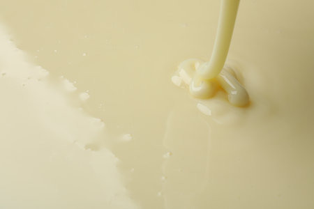 Pouring condensed milk as background, closeupの写真素材