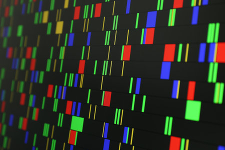DNA analysis. Data with genetic information as background, closeupの写真素材