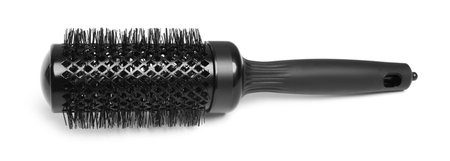 Hairdresser tool. Round brush isolated on white, top viewの写真素材