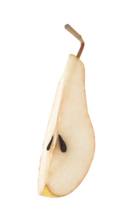 Piece of ripe pear isolated on whiteの写真素材