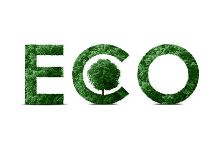 Save Earth. Word Eco with green tree on white backgroundの写真素材