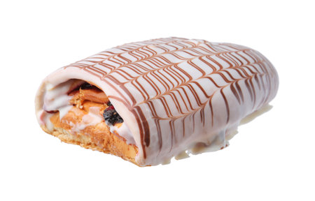 Delicious sweet iced pastry isolated on white