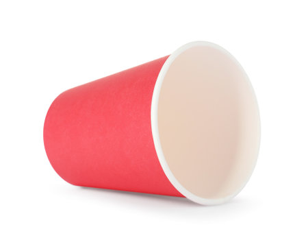 One paper cup on white background. Mockup for designの写真素材