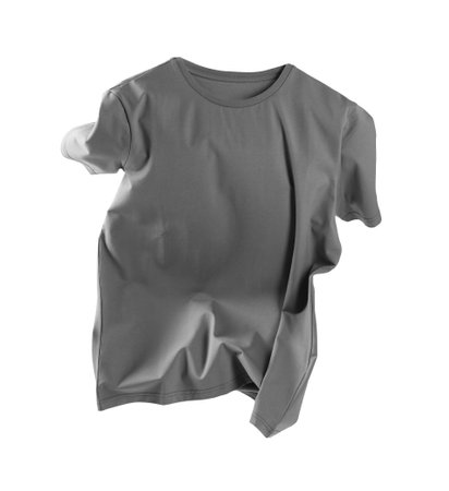 One stylish t-shirt in air on white backgroundの写真素材