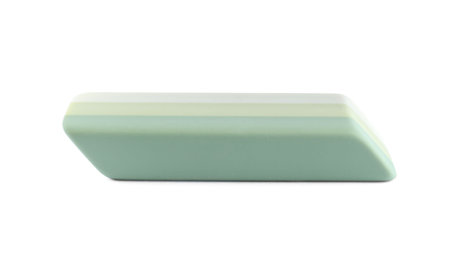 New bright eraser isolated on white. School stationeryの写真素材