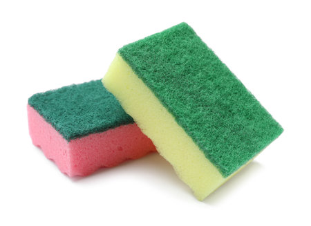 Soft sponges isolated on white. Cleaning toolの写真素材