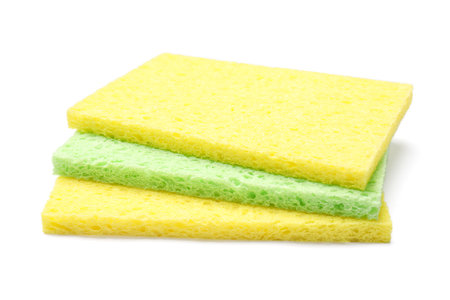 Soft sponges isolated on white. Cleaning toolの写真素材