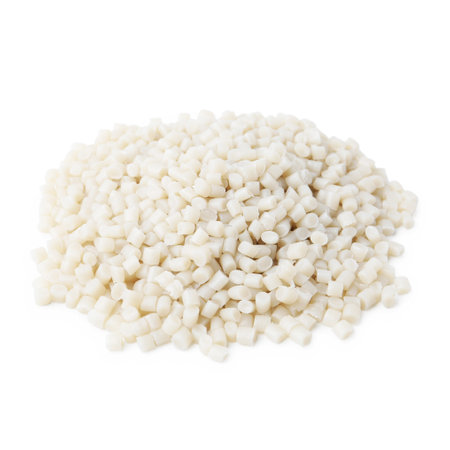 Pile of plastic granules isolated on white