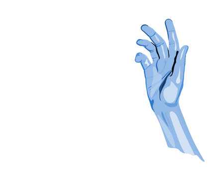 Light blue hand on white background. Illustration