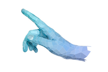Illustration of hand with digital pattern on white backgroundの写真素材