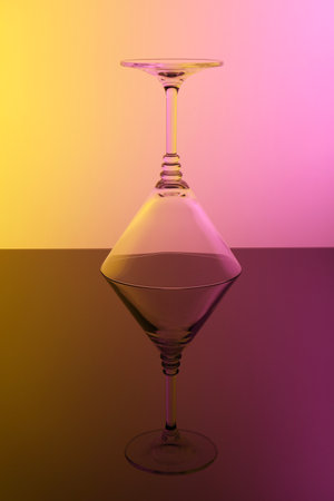 Empty glasses on table, color tone effectの写真素材