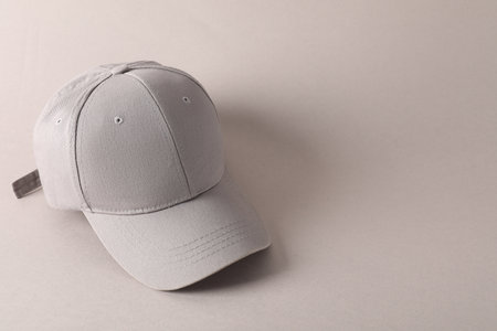 Stylish baseball cap on light gray background. Mockup for designの写真素材