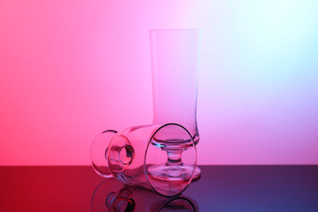 Empty glasses on table, color tone effectの写真素材