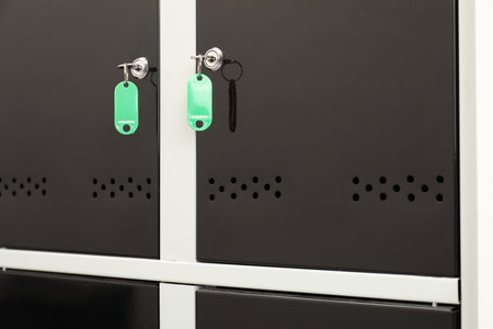 Modern lockers, closeup view