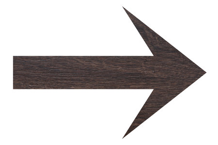 Arrow with wooden texture isolated on whiteの写真素材