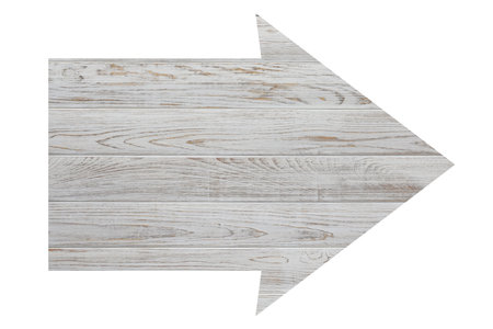 Arrow with wooden texture isolated on white