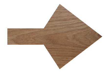 Arrow with wooden texture isolated on whiteの写真素材