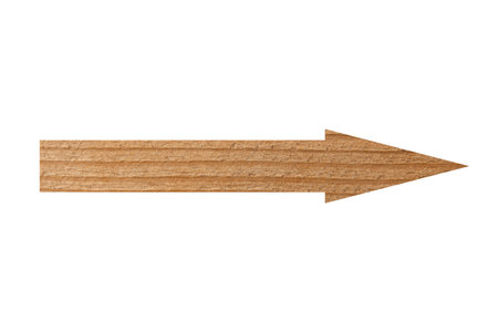 Arrow with wooden texture isolated on whiteの写真素材