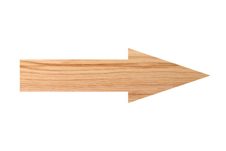 Arrow with wooden texture isolated on whiteの写真素材