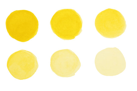 Painted watercolor samples on white background, top viewの写真素材