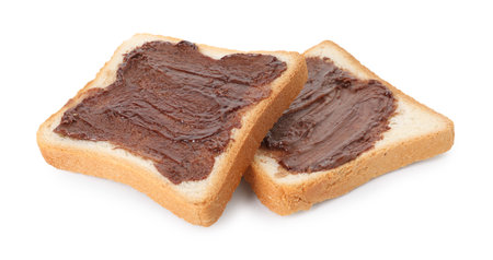 Tasty sandwiches with chocolate butter isolated on whiteの写真素材