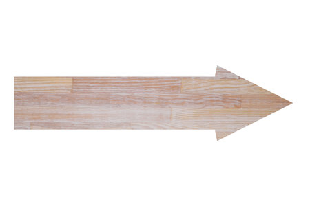 Arrow with wooden texture isolated on whiteの写真素材