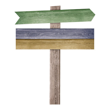 Pole with colorful pointers isolated on whiteの写真素材