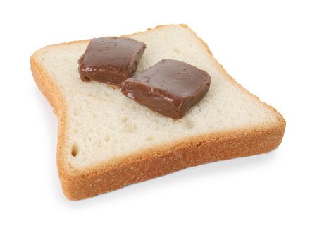 Tasty sandwich with chocolate butter isolated on whiteの写真素材