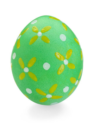 Happy Easter. Bright painted egg isolated on whiteの写真素材