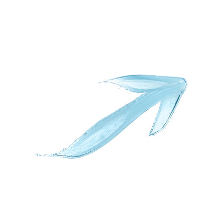 One arrow of water on white background