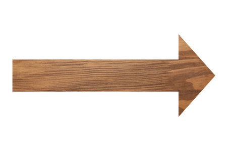 Arrow with wooden texture isolated on whiteの写真素材