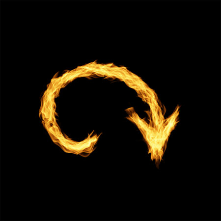 One arrow of fire on black background