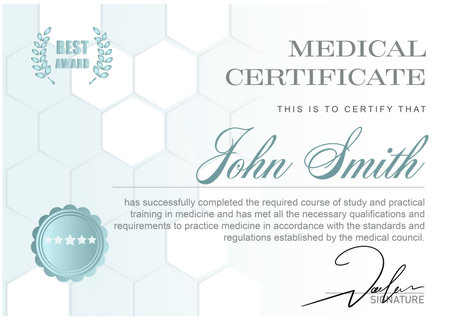 Certificate of medical course completion for healthcare professional, designの写真素材