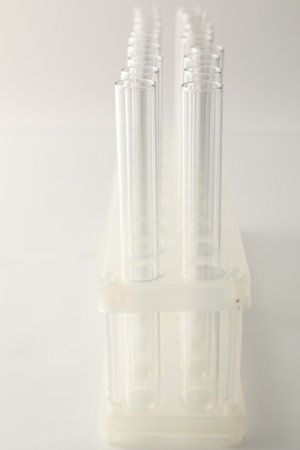 Empty test tubes on light background. laboratory glassware