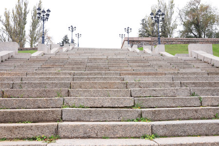 View of empty stone stairs in park