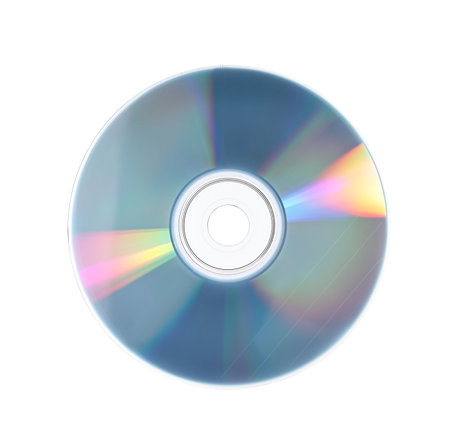 One shiny compact disc isolated on whiteの写真素材