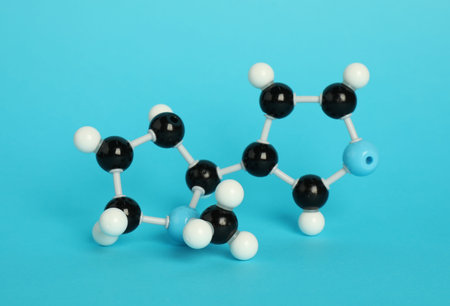 Chemical model of molecule on light blue backgroundの写真素材