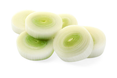 Chopped leek isolated on white. Fresh vegetablesの写真素材