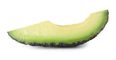 Slice of ripe avocado isolated on white