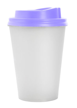One paper takeaway cup on white background