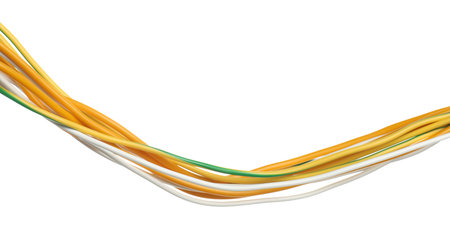 Many colorful electrical wires isolated on white