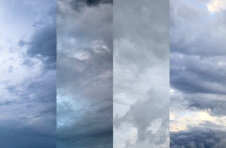 Sky in time of day, collage of different photos