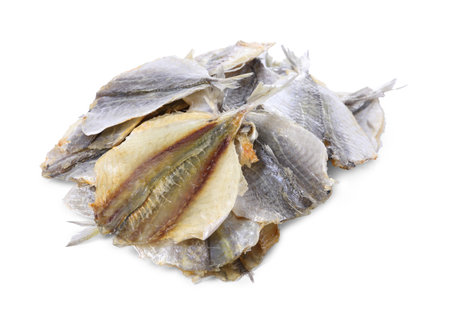 Dried cod fish fillets isolated on white