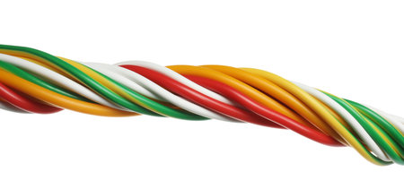 Many colorful electrical wires isolated on white