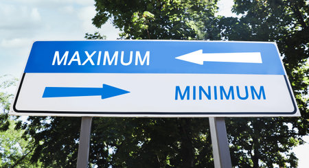 Road sign with different directions - Maximum or Minimum outdoorsの写真素材