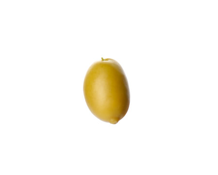 Ripe raw olive isolated on whiteの写真素材